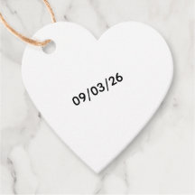 Custom Heart Date Favor Tag | Minimalist Wedding