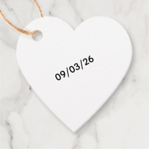 Custom Heart Date Favor Tag Minimalist Wedding