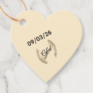 Custom Heart Date Favor Tag Minimalist Wedding