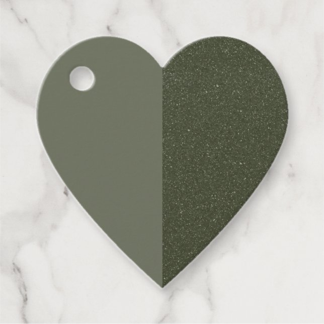 Custom Heart Favor Tag – Matte & Textured Green (Front)