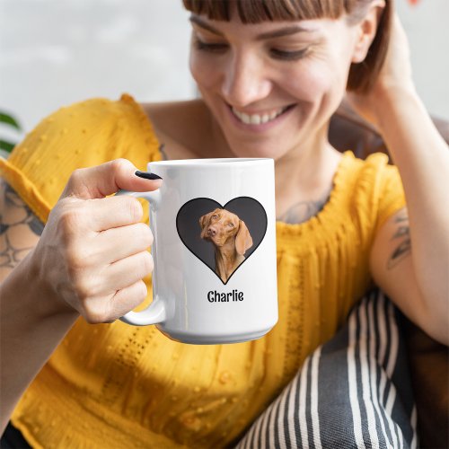 Custom Heart Framed Photo and Name Personalized Coffee Mug