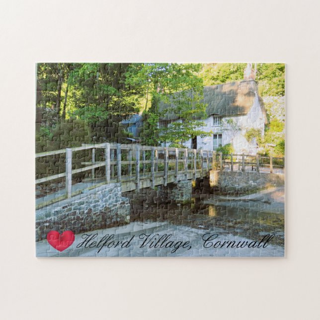 Custom Heart Helford Village Bridge Cornwall Photo Jigsaw Puzzle (Horizontal)