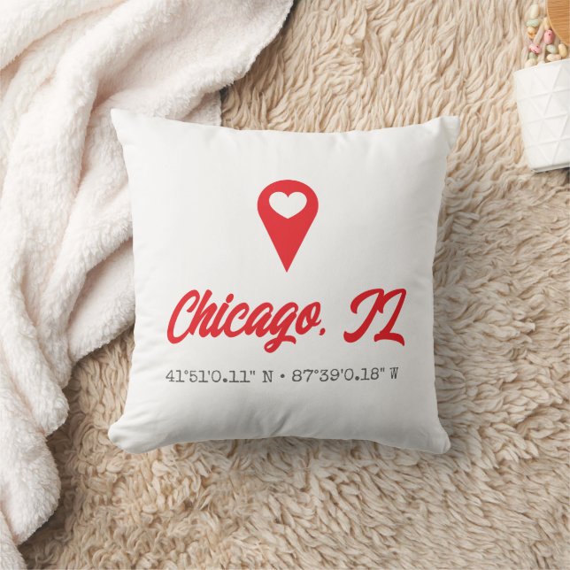 Custom Heart Map Marker Throw Pillow (Blanket)