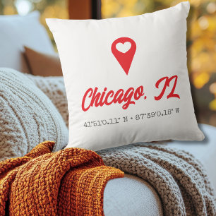Custom Heart Map Marker Throw Pillow
