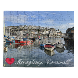 Custom Heart Mevagissey Fish Landing Quay Cornwall Jigsaw Puzzle