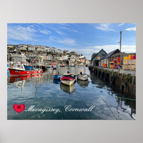 Custom Heart Mevagissey Fish Landing Quay Cornwall Poster