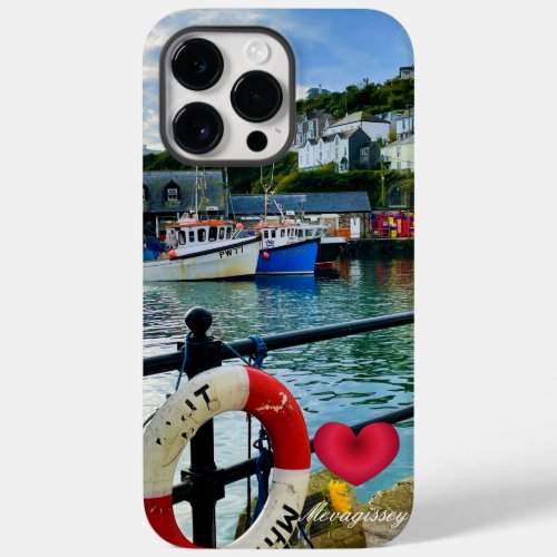 Custom Heart Mevagissey Harbor Lifebuoy Cornwall Case_Mate iPhone 14 Pro Max Case