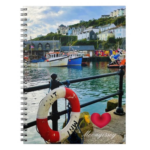 Custom Heart Mevagissey Harbor Lifebuoy Cornwall Notebook