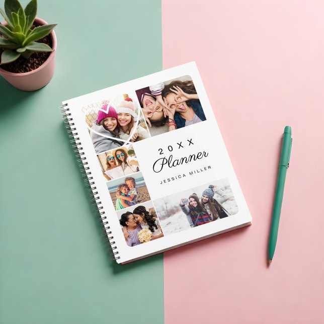 Custom Heart Multiple Photo Collage Minimal White Planner (Custom Heart Multiple Photo Collage Minimal White Planner)