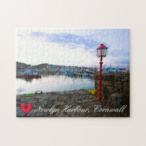 Custom Heart Newlyn Harbour at Dusk Cornwall Photo Jigsaw Puzzle