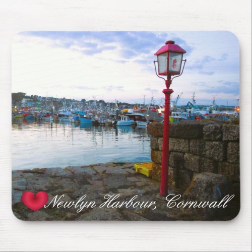 Custom Heart Newlyn Harbour at Dusk Cornwall Photo Mouse Pad