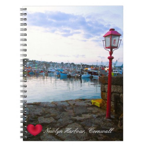 Custom Heart Newlyn Harbour at Dusk Cornwall Photo Notebook