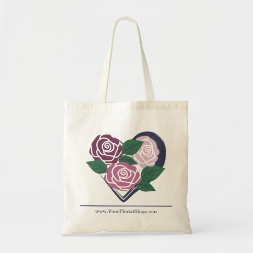 Custom Heart of Roses Florist Merch Budget Tote Bag