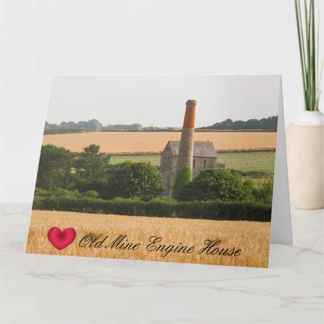 Custom Heart Old Mine Engine House Cornwall Photo Card (Front)