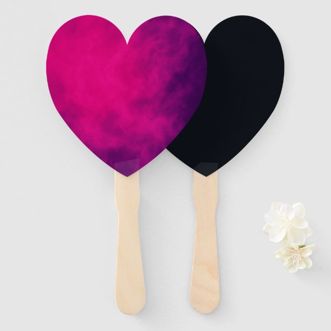 Custom Heart Paddle Fan – Neon Pink & Black (Front and Back)