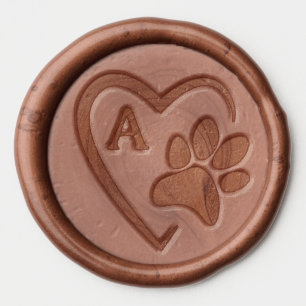 Custom Heart Pawprint Paw Print Monogram Wax Seal Sticker