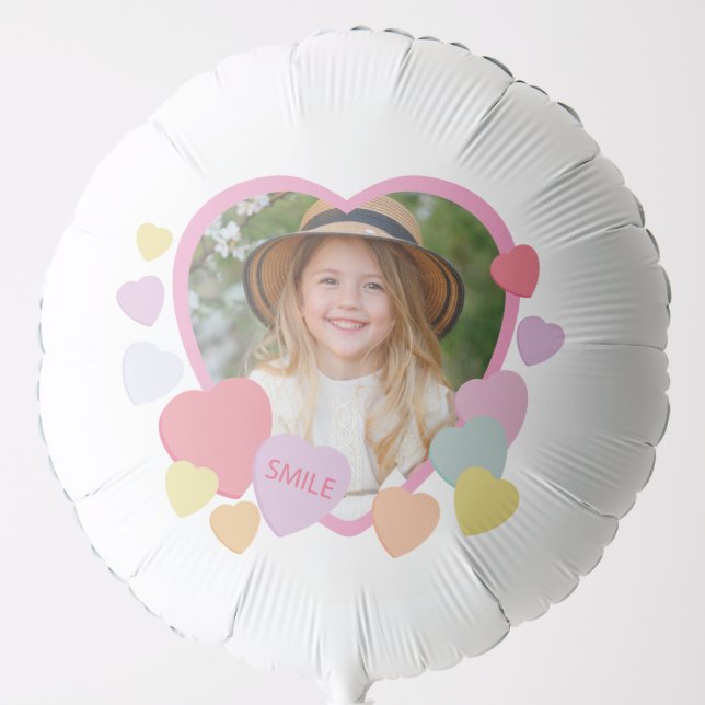 Custom Heart Photo Balloon | Pastel Candy Hearts  (Front)