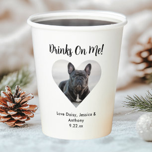 Custom Heart Photo Dog Wedding Paper Cups