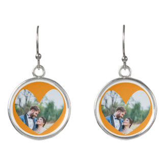 Custom Heart Photo Drop Earrings Personalized Gift