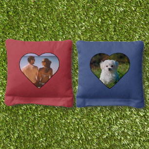Custom Heart Photo Make Your Own Personalized Set Cornhole Bags