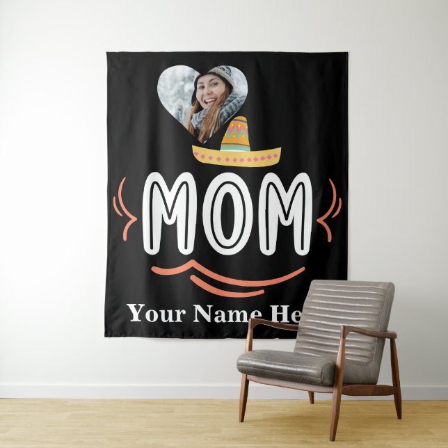 Custom heart photo Mexican fiesta mom Tapestry (In Situ)