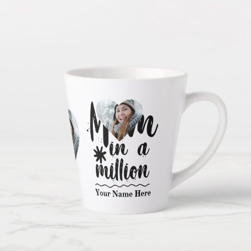 Custom heart photo mom in a million typography latte mug