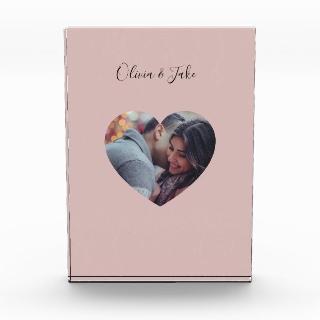 Custom Heart Photo Newlyweds Wedding Gift  Block (Front)