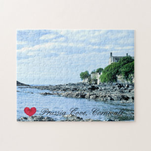 Custom Heart Prussia Cove Morning Cornwall Photo Jigsaw Puzzle