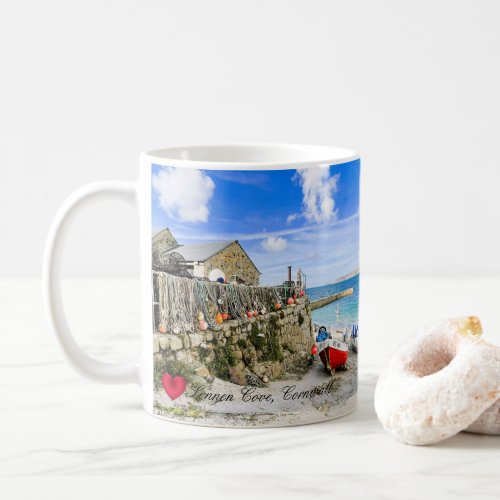 Custom Heart Sennen Harbor Boats Cornwall Photo Coffee Mug