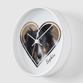 Custom Heart Shape Pet Photo & Personalized Text Clock (Angle)