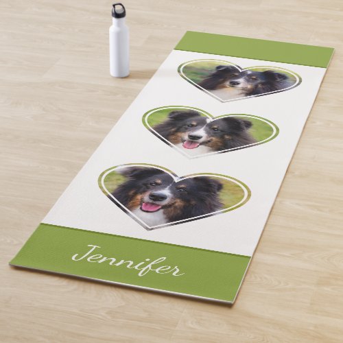 Custom Heart Shape Pet Photo Templates With Text Yoga Mat