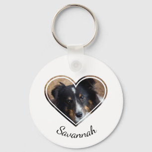 Custom Heart Shape Pet Photo With A Name Keychain