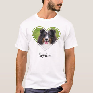 Custom Heart Shape Pet Photo With A Name T-Shirt