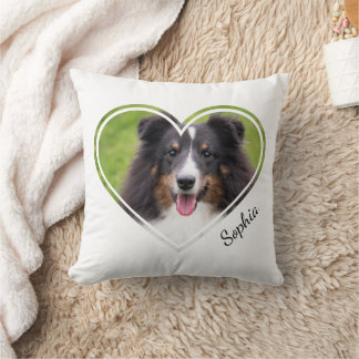 Custom Heart Shape Pet Photos &amp; Personalized Text Throw Pillow