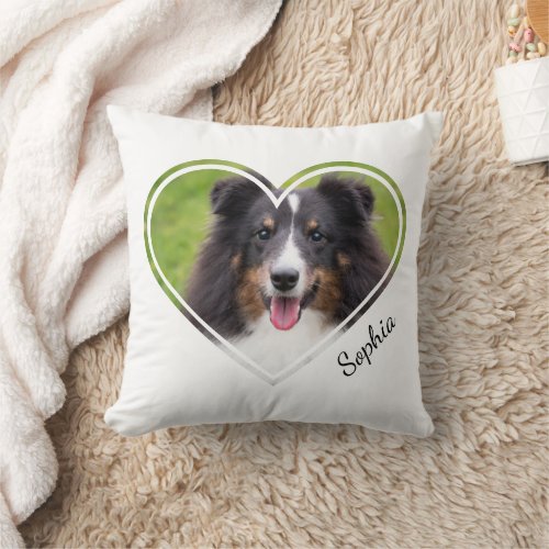Custom Heart Shape Pet Photos  Personalized Text Throw Pillow