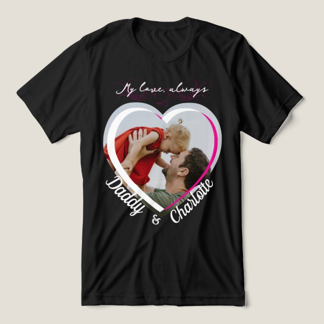 Custom Heart-Shaped Dad & Kid Photo Gift Tri-Blend Shirt (Design Front)