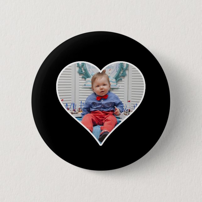 Custom Heart Shaped Photo Frame Add Your Picture Button (Front)