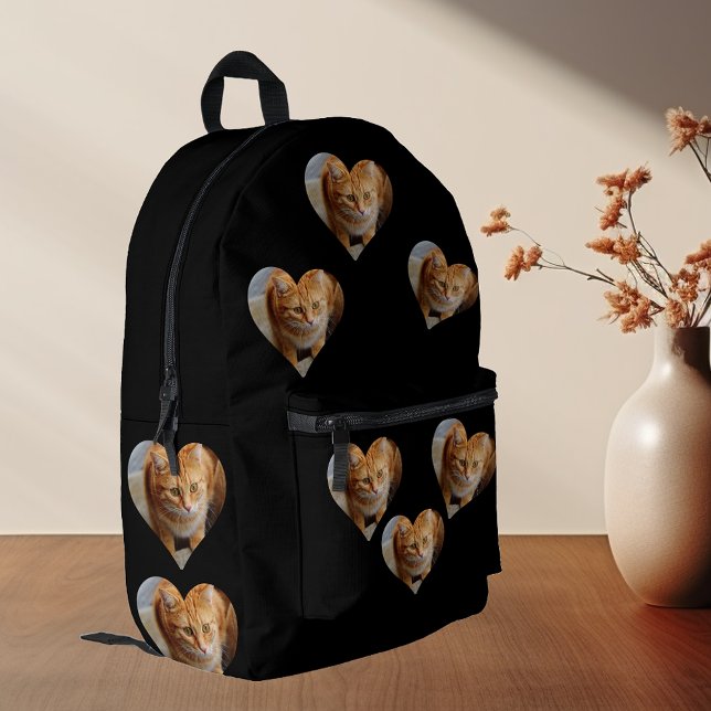 Custom Heart Shaped Photo Pet Family Printed Backpack (Creator Uploaded)