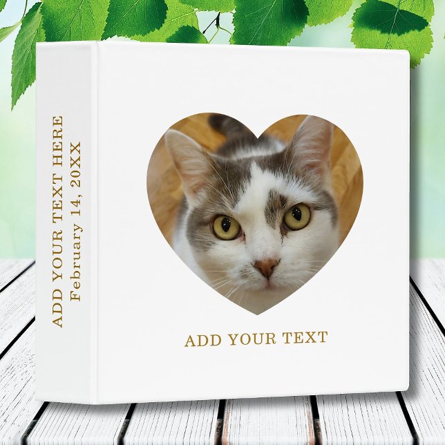 Custom Heart Shaped Photo Text Personalized 3 Ring Binder (Creator Uploaded)