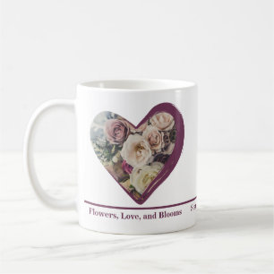 Custom Heart-Shaped Rose Photo Florist Promotional Coffee Mug