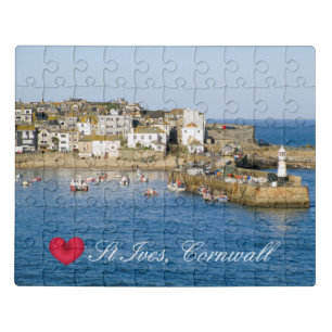 Custom Heart St Ives Harbor Pier Cornwall Photo Jigsaw Puzzle