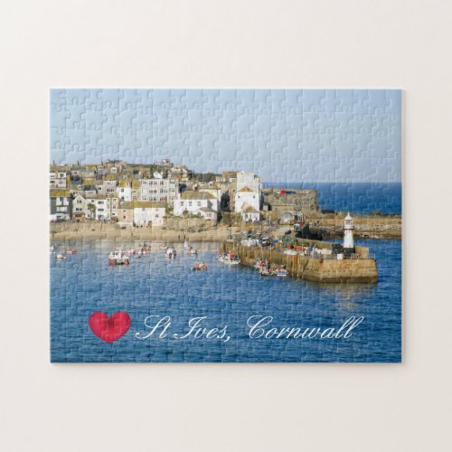 Custom Heart St Ives Harbor Pier Cornwall Photo Jigsaw Puzzle