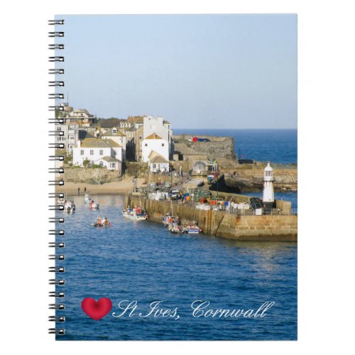 Custom Heart St Ives Harbor Pier Cornwall Photo Notebook