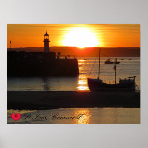 Custom Heart St Ives Harbour Sun Cornwall Photo Poster