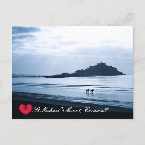 Custom Heart St Michaels Mount Cornwall  Horses Holiday Postcard