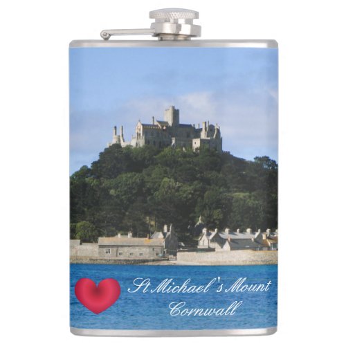 Custom Heart St Michaels Mount Cornwall Photo Flask