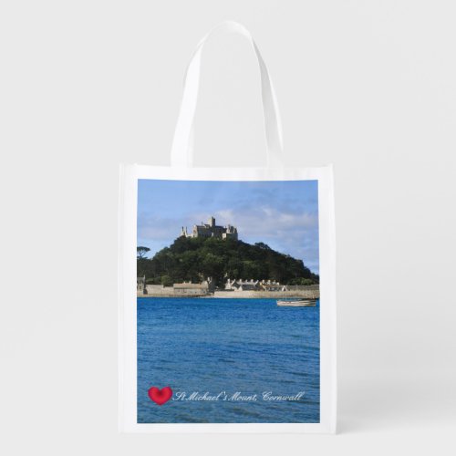 Custom Heart St Michaels Mount Cornwall Photo Grocery Bag