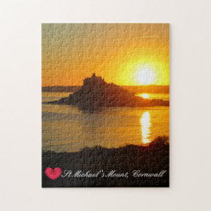 Custom Heart St Michaels Mount Cornwall Sunset Jigsaw Puzzle