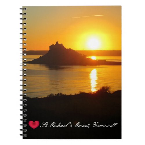 Custom Heart St Michaels Mount Cornwall Sunset Notebook
