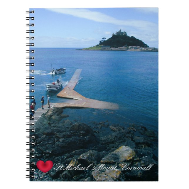 Custom Heart St Michaels Mount Cornwall with Boats Notebook (Front)